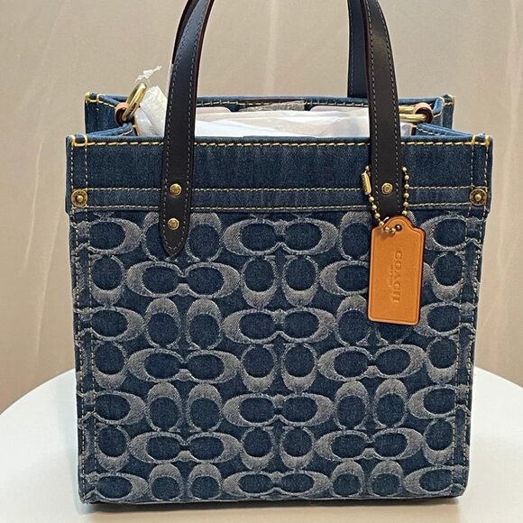 Coach Field Tote 22 In Signature Denim